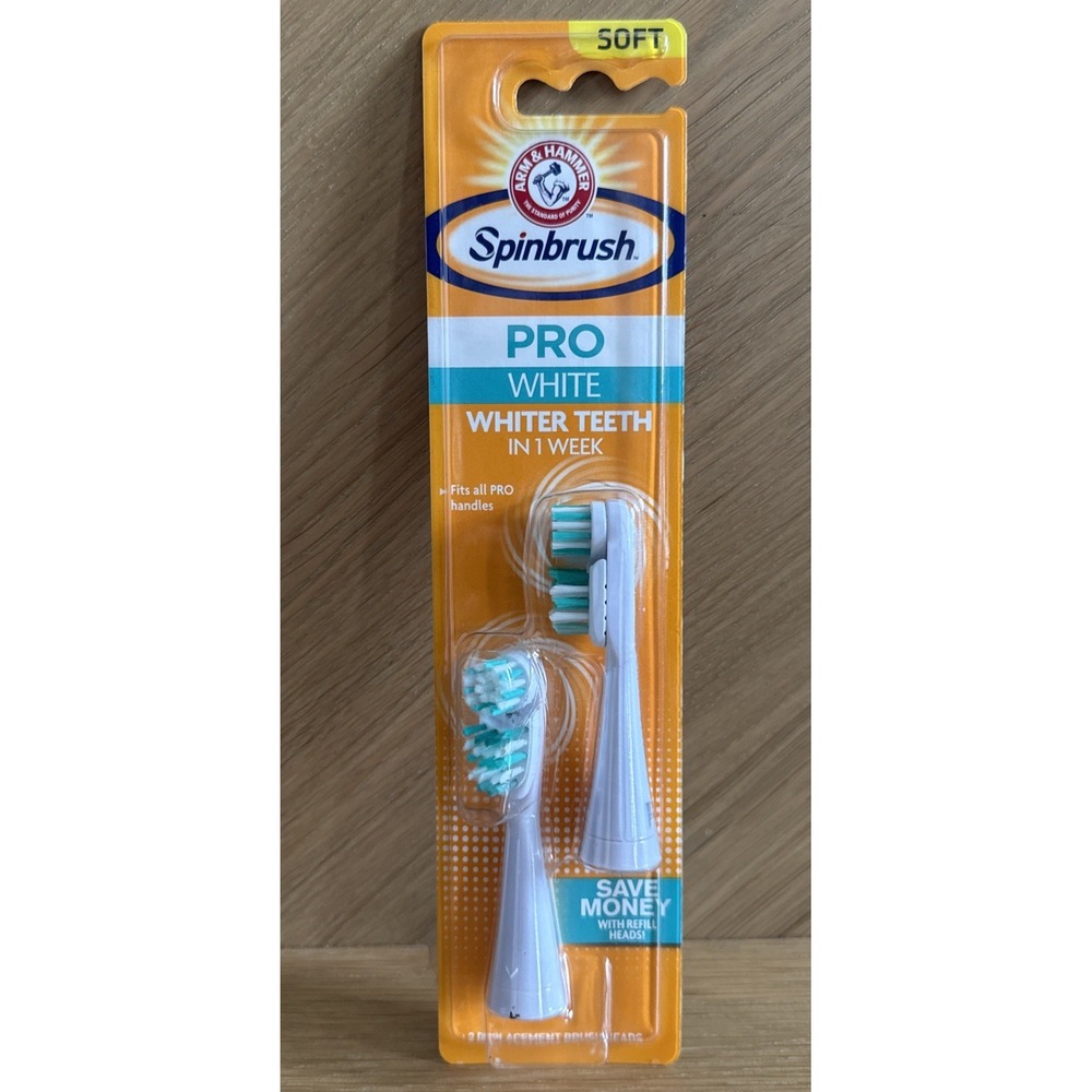 NEW - Arm & Hammer Spinbrush PRO 2 Replacement Toothbrush Heads Soft - Ult White